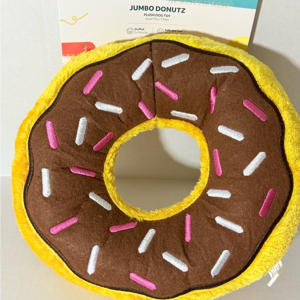 Jumbo Donutz Plush Dog Toy - Brown and Yellow